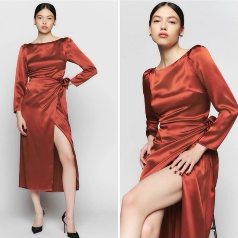 Reformation Cassis Silk Dress in Oxide - EUC Sz 12